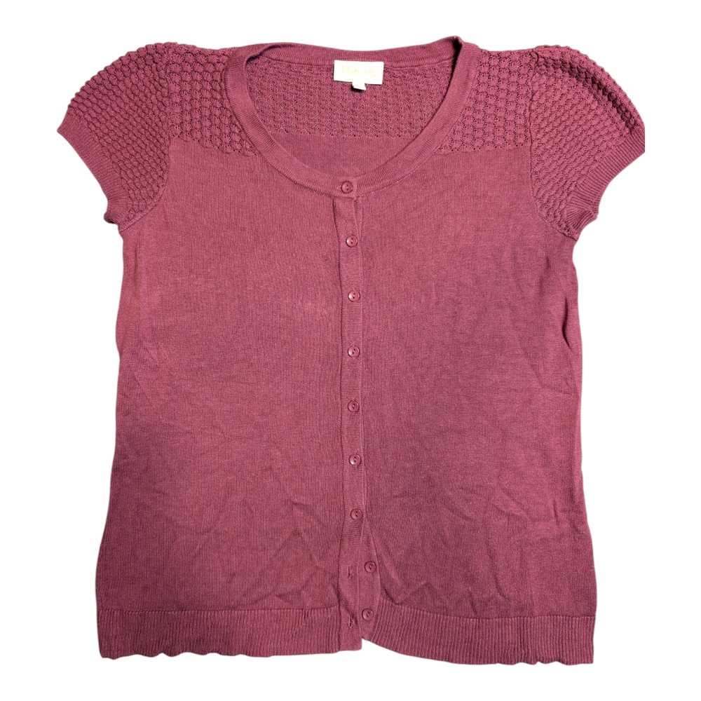 Modcloth Burgundy Short Sleeve Cardigan Knit Sleeves